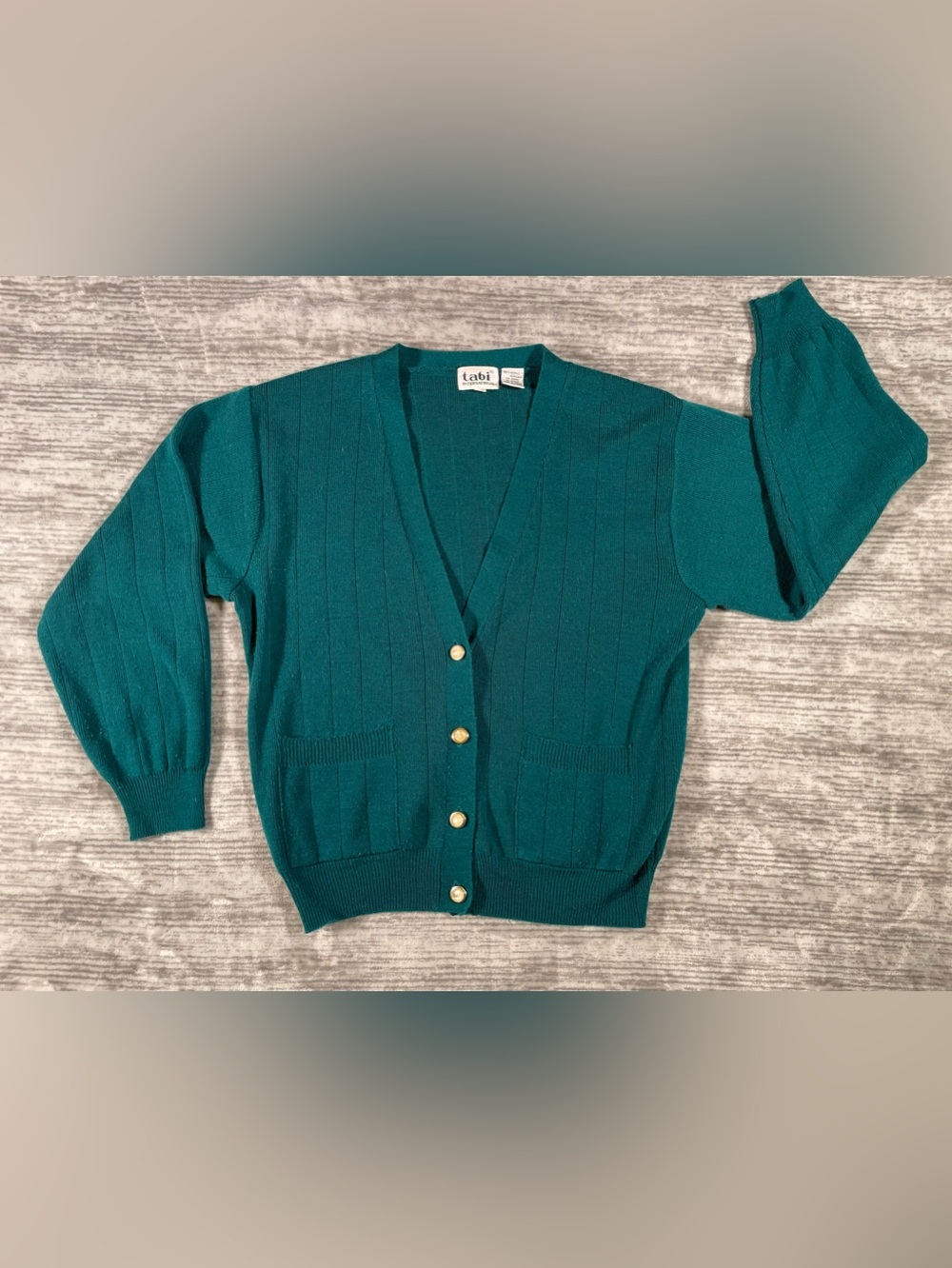 Green Ribbed Knit Button-Front Cardigan Sweater